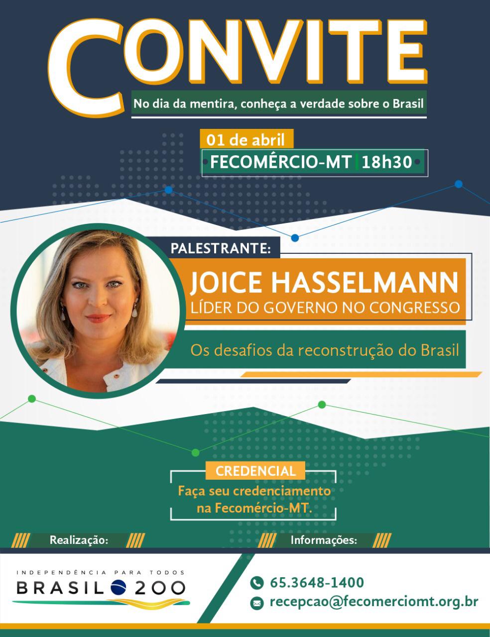 Movimento Brasil 200 traz Joice Hasselmann para palestrar em Cuiabá