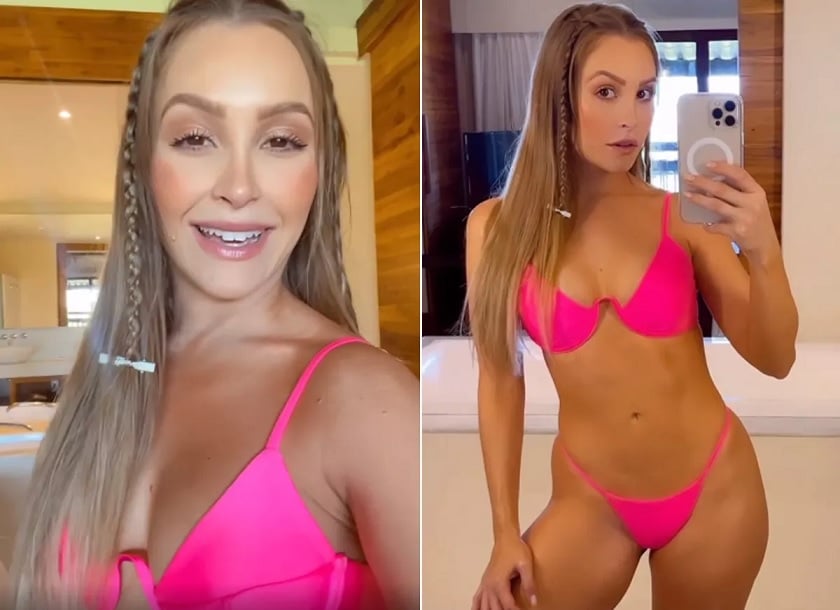 Na Bahia Carla Diaz Faz Selfie De Biquíni Cor De Rosa Primeira Hora 