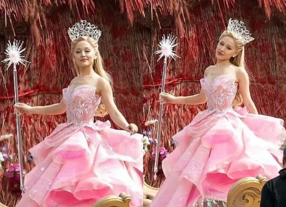 Com O Figurino De Glinda Ariana Grande Grava Cenas Do Filme Wicked Primeira Hora 